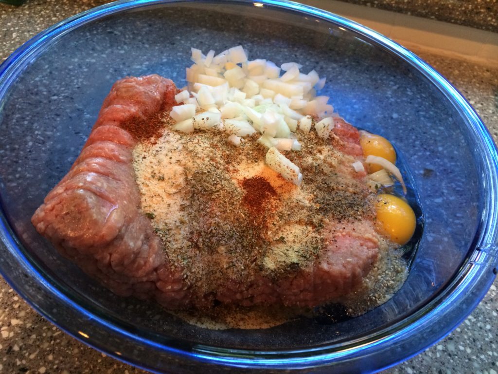 homemade turkey meatballs ingredients in a bowl