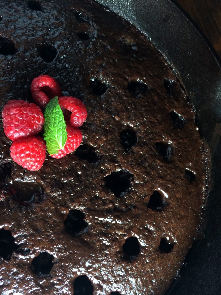 vegan chocolate amaretto skillet cake