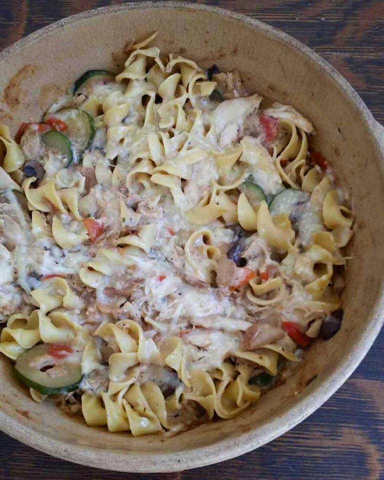 non-dairy creamy chicken vegetable pasta