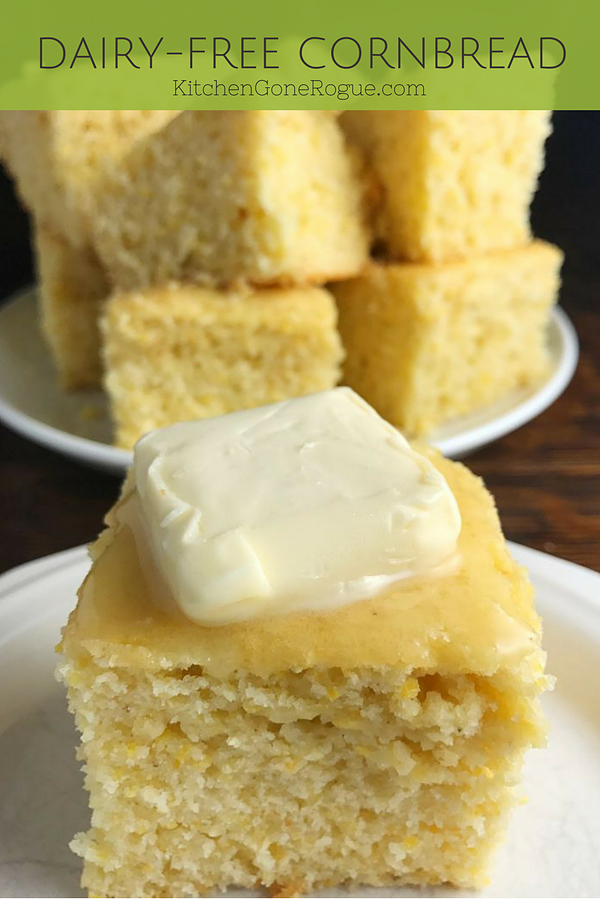Easy Dairy-Free Soy-Free Homemade Cornbread from Kitchen Gone Rogue with Recipe Video on Website