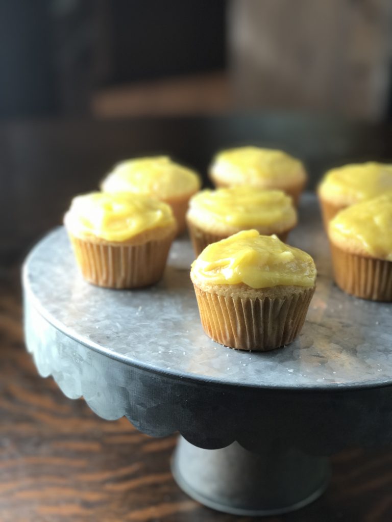 lemon curd filled lemon cupcakes
