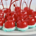 Boozy Cherry Bombs on white plate