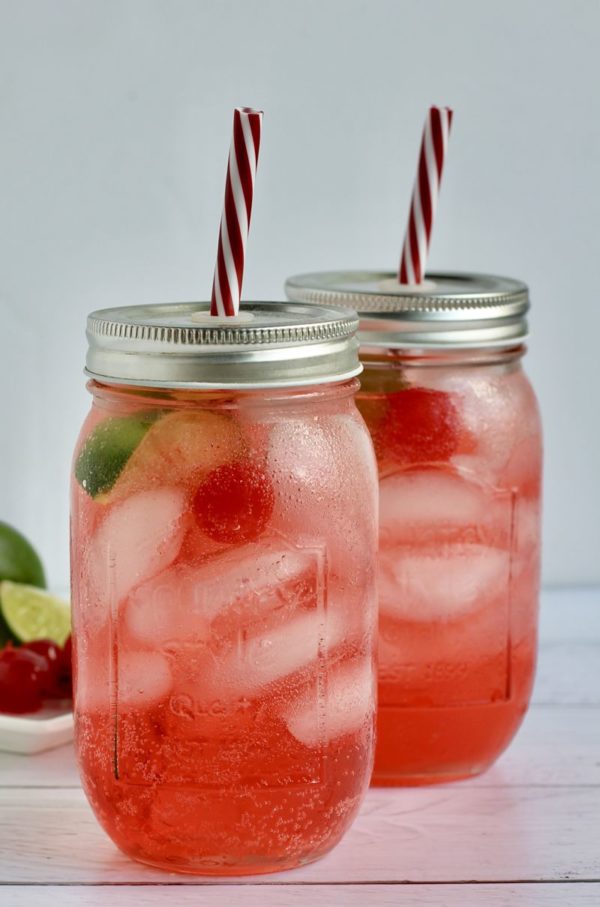 Boozy Shirley Temples made from Boozy Cherry Bomb leftovers