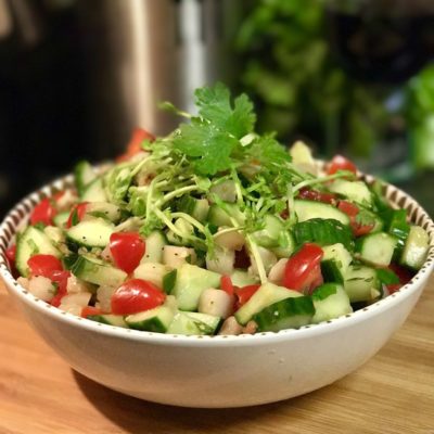 Spicy Cucumber Tomato and Water Chestnut Salad