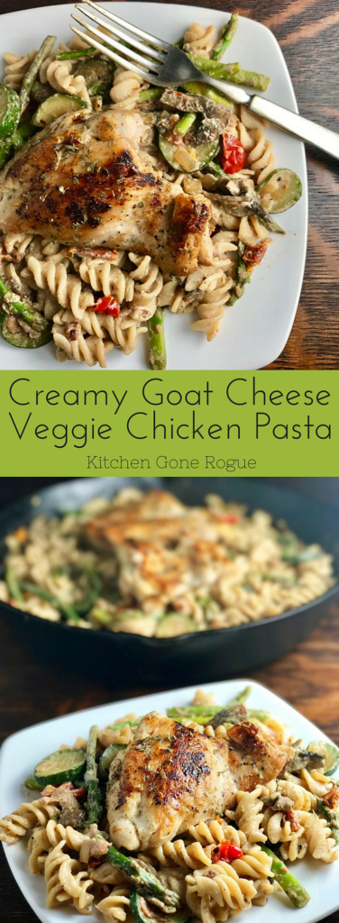 Creamy Goat Cheese Veggie Chicken Pasta Kitchen Gone Rogue