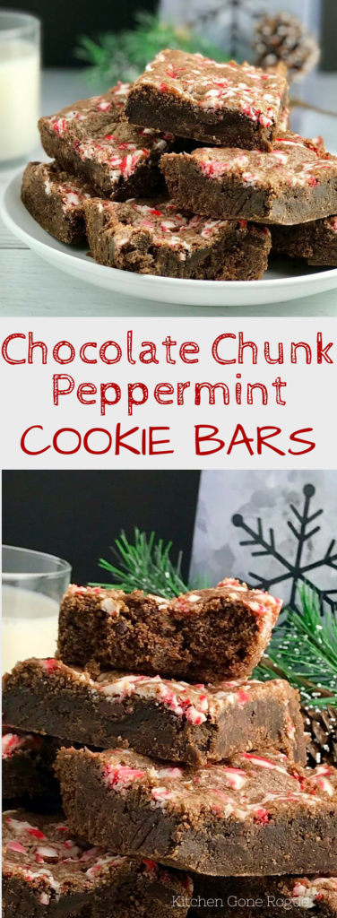 Easy Chocolate Chocolate Chunk Peppermint Cookie Bars Kitchen Gone Rogue