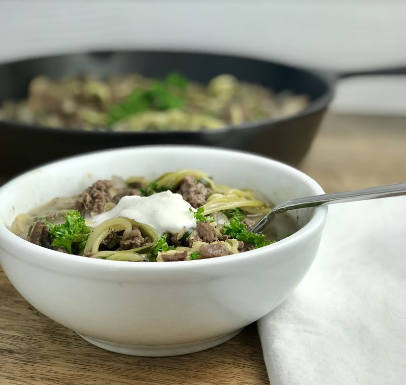 paleo gluten free zucchini noodle stroganoff