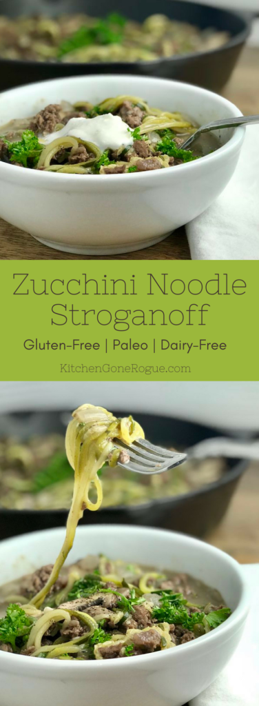 paleo gluten-free zucchini noodle stroganoff