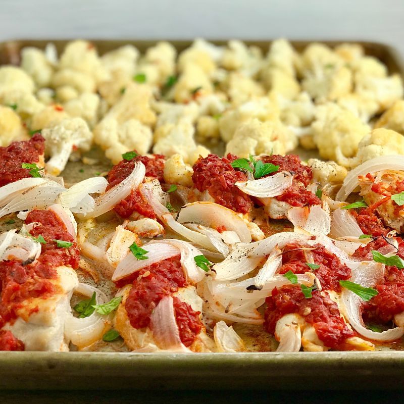 Sheet Pan Harissa Chicken and Vegetables