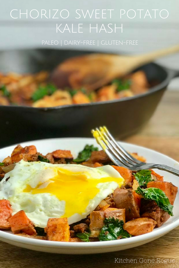 paleo chorizo sweet potato kale hash recipe by kitchen gone rogue