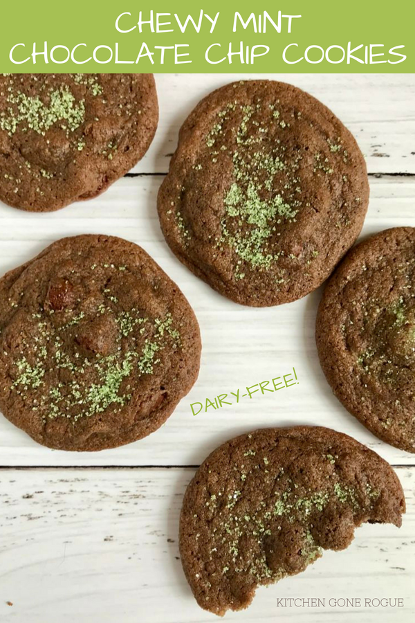 Chewy Mint Chocolate Chip Cookies Dairy Free or Not by Kitchen Gone Rogue
