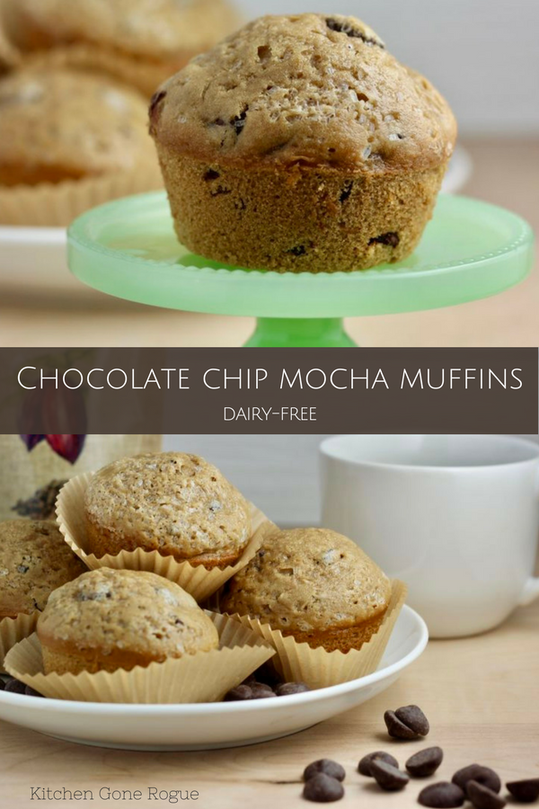 Caffeine-infused chocolate chip mocha muffins - dairy free - by kitchen gone rogue