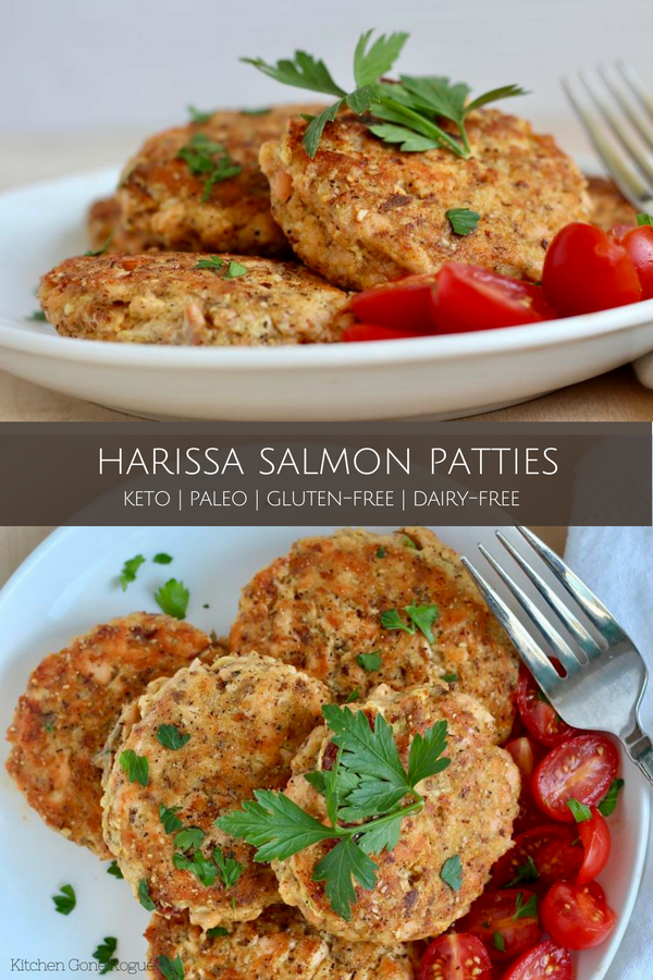 Harissa Salmon Patties Keto Paleo Dairy Free Gluten Free