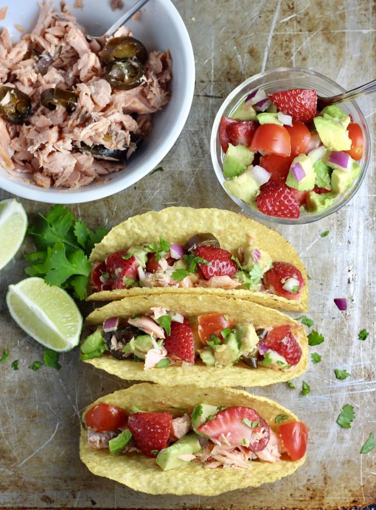 Candied Jalapeno Salmon Tacos with Strawberry Avocado Salsa Kitchen