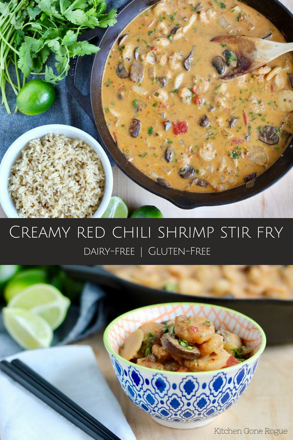 Creamy Red Chili Shrimp Stir Fry dairy free gluten free Kitchen Gone Rogue