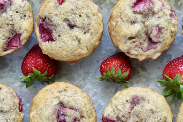 vegan strawberry banana muffins