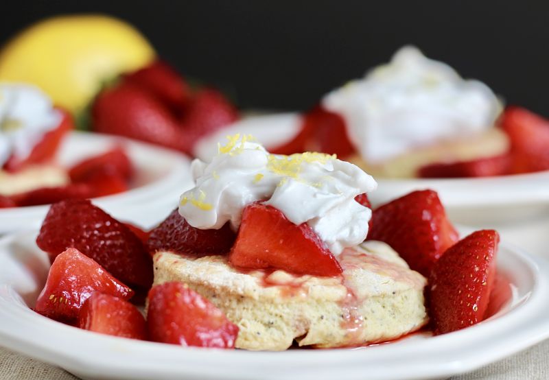 vegan strawberry lemon poppy seed shortcakes