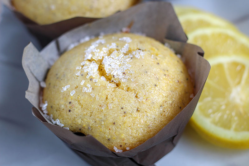 vegan lemon poppyseed cornbread muffin without icing drizzle Kitchen