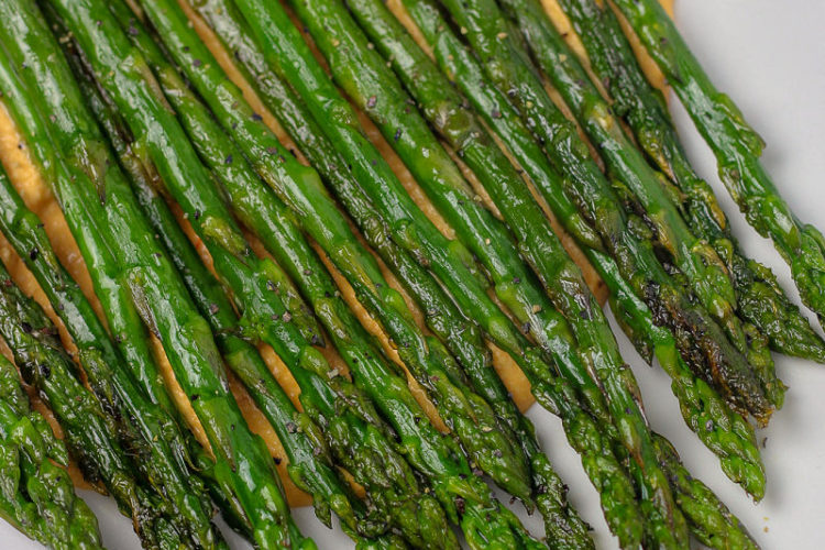 asparagus with harissa cashew sauce