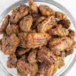 Candied Pecans in Clear Bowl